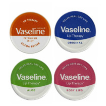 Vaseline Lip Balm Petroleum Jelly 20G Lip Therapy Cocoa Butter, Aloe, Rosy Lips And Original Flavour Soothes Dry Lips (Pack Of 4)