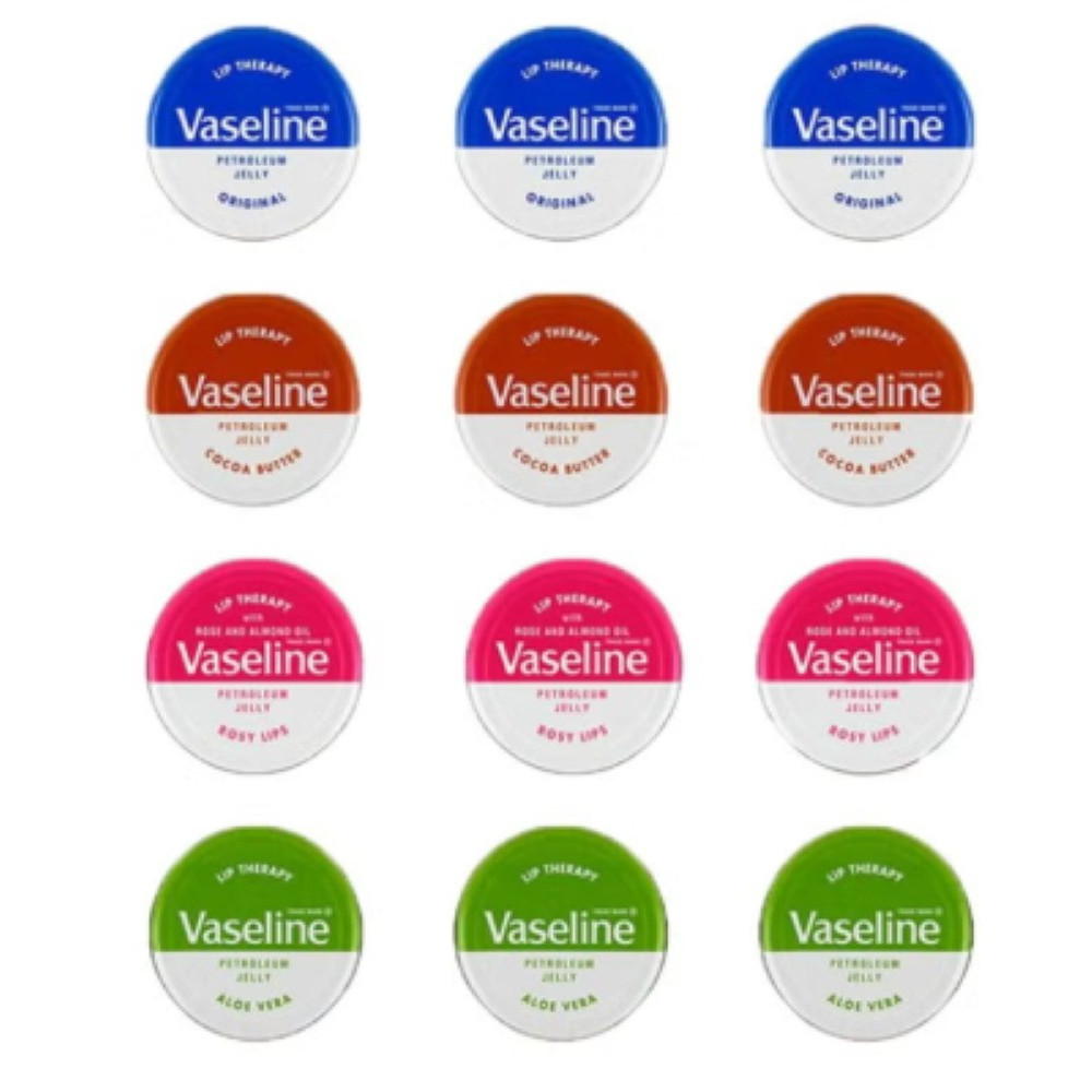 Vaseline Lip Therapy Balm Pack Of 12 Assorted Lip Therapy, 20 G