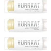 Hurraw! Unscented Lip Balm, Organic, Certified Vegan, Cruelty And Gluten Free. Non-Gmo, 100Percentage Natural Ingredients. Bee, Shea, Soy And Palm Free, 4.8G, 3 Pack