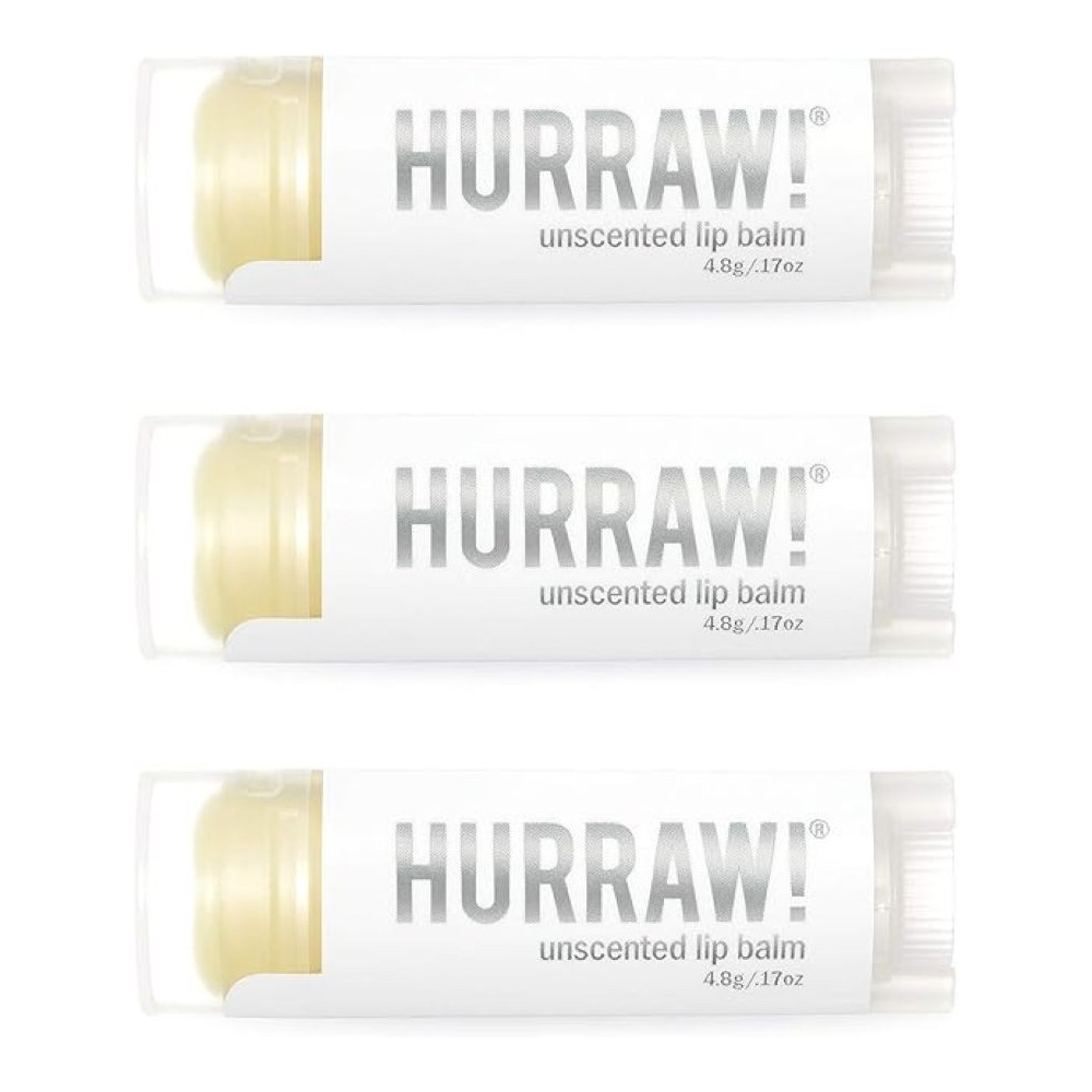 Hurraw! Unscented Lip Balm, Organic, Certified Vegan, Cruelty And Gluten Free. Non-Gmo, 100Percentage Natural Ingredients. Bee, Shea, Soy And Palm Free, 4.8G, 3 Pack