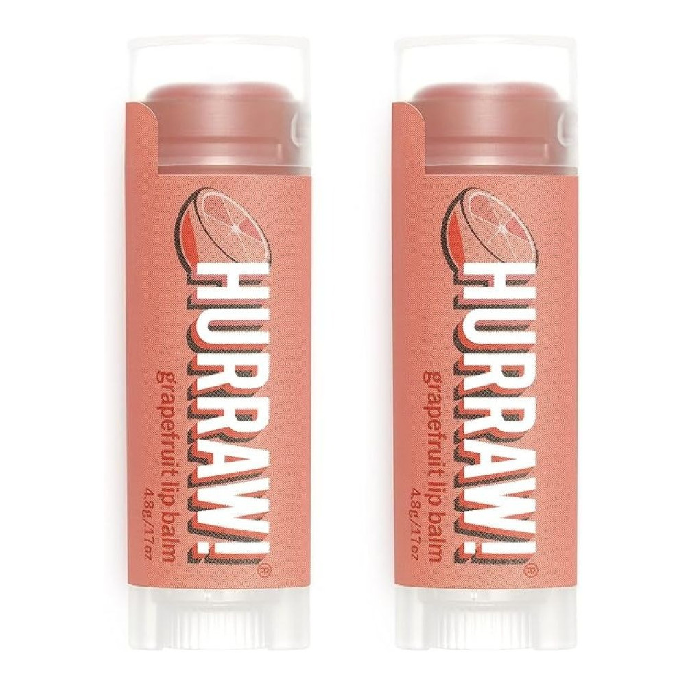 Hurraw! Grapefruit Lip Balm, Organic, Certified Vegan, Cruelty And Gluten Free. Non-Gmo, 100Percentage Natural Ingredients. Bee, Shea, Soy And Palm Free, 2 Pack