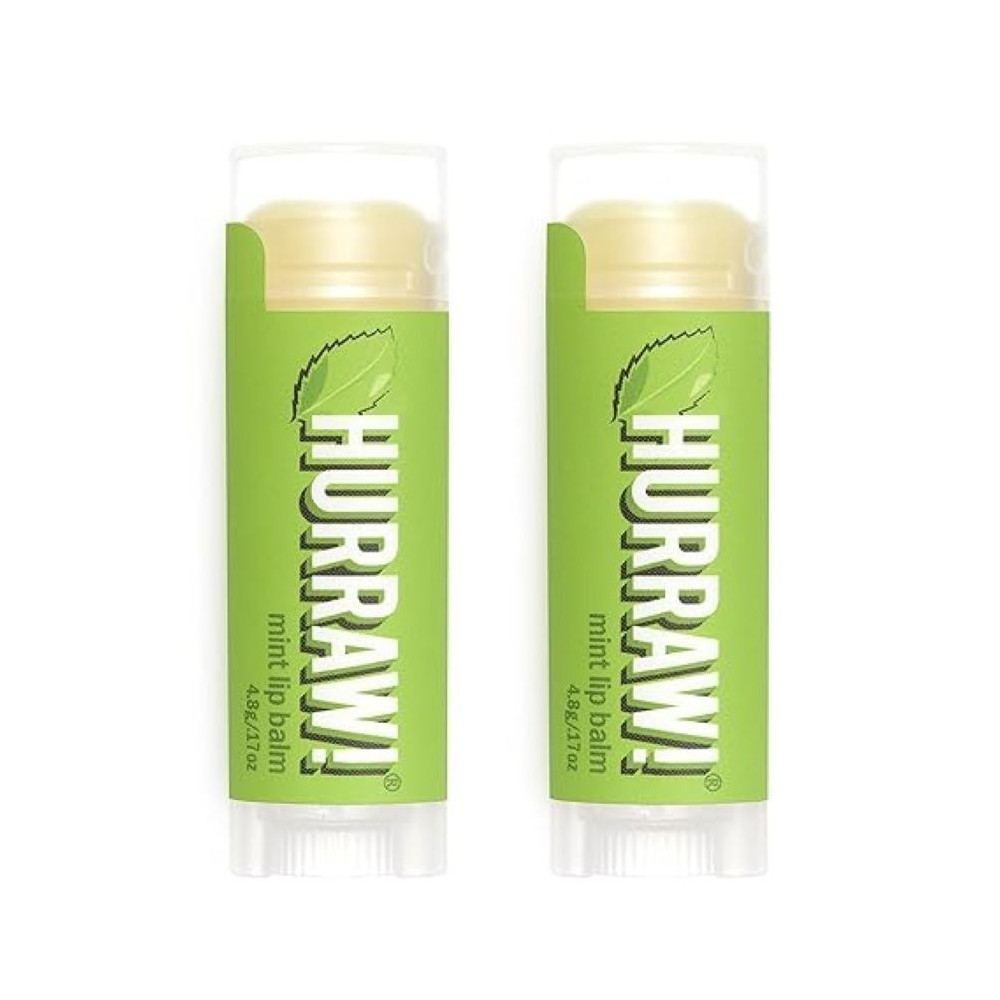 Hurraw! Mint Lip Balm, Organic, Certified Vegan, Cruelty And Gluten Free. Non-Gmo, 100Percentage Natural Ingredients. Bee, Shea, Soy And Palm Free, 2 Pack