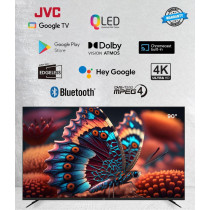 JVC 90 Inch Edgeless 4K UHD QLED Official Google TV smart TV With Dolby Vision Atmos, Bluetooth Remote with Voice commands- 2024 model- LT-90NQ7155