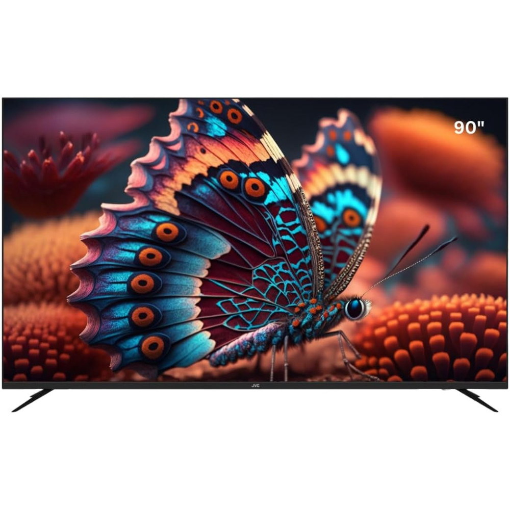 JVC 90 Inch Edgeless 4K UHD QLED Official Google TV smart TV With Dolby Vision Atmos, Bluetooth Remote with Voice commands- 2024 model- LT-90NQ7155