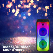 Star Track HALO WAVE G1 - 100W TWS Bluetooth Speaker System Dual 10 Inch Bass Drivers, 1.5 Inch Tweeter, Guitar Input, Wireless Mic, FM, Flame Lights, USB/TF/AUX/DC, Mic Controls ST-TS100W-AD