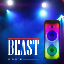 Star Track HALO WAVE G1 - 80W TWS Bluetooth Speaker System Dual 8 Inch Bass Drivers, 1 Inch Tweeter, Wireless Mic, FM Radio, Flame Light Modes, USB/TF/AUX/DC Model ST-TS80W-AD