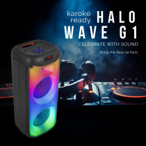 Star Track HALO WAVE G1 - 80W TWS Bluetooth Speaker System Dual 8 Inch Bass Drivers, 1 Inch Tweeter, Wireless Mic, FM Radio, Flame Light Modes, USB/TF/AUX/DC Model ST-TS80W-AD
