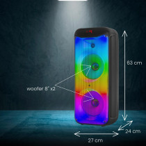 Star Track HALO WAVE G1 - 80W TWS Bluetooth Speaker System Dual 8 Inch Bass Drivers, 1 Inch Tweeter, Wireless Mic, FM Radio, Flame Light Modes, USB/TF/AUX/DC Model ST-TS80W-AD