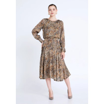 Long Sleeve Midi Satin Column Regular Casual Dress