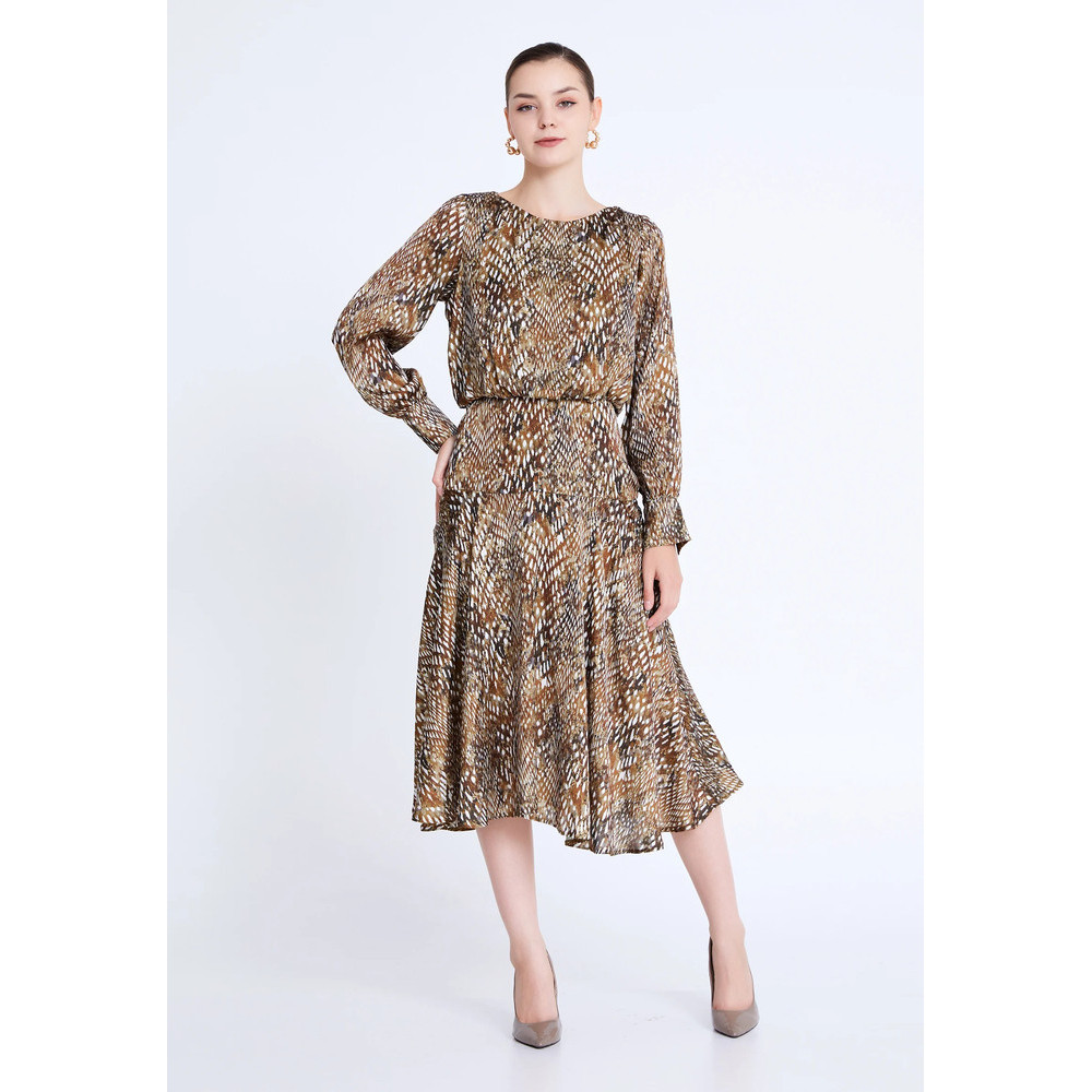 Long Sleeve Midi Satin Column Regular Casual Dress