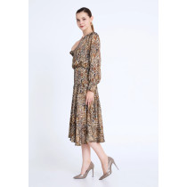 Long Sleeve Midi Satin Column Regular Casual Dress