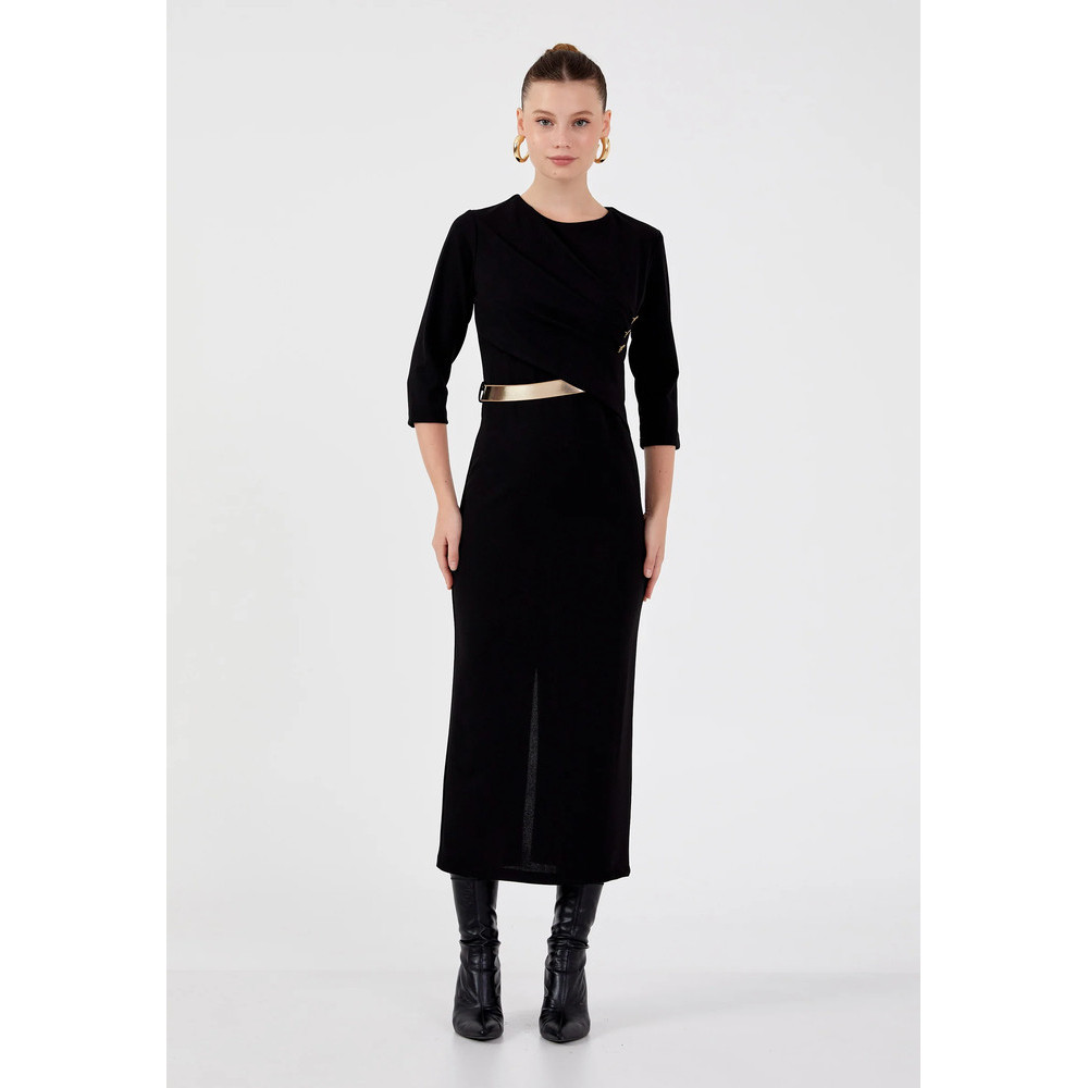 Mid-Length Midi Viscose Column Regular Casual Dress