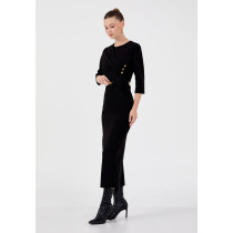 Mid-Length Midi Viscose Column Regular Casual Dress