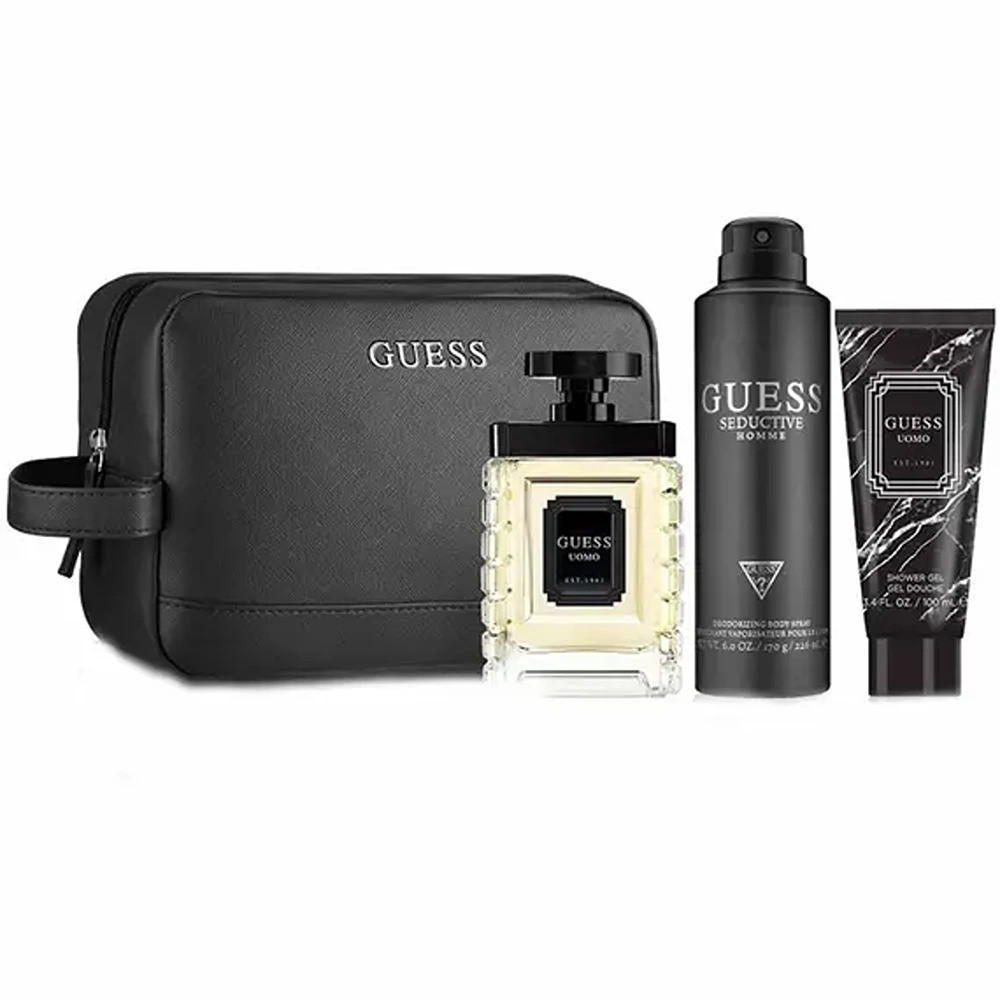 Guess Uomo Men Set Eau De Toilette 100Ml + Sg 100Ml + Body Spray 170G + Pouch