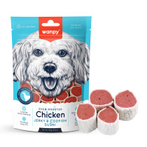 Wanpy 100g x 3 Chicken Jerky & Codfish Sushi