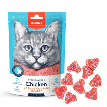 Wanpy 80g x 3 Chicken Jerky & Codfish Hearts for Cats