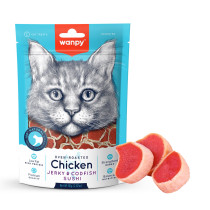 Wanpy 80g x 3pcs Cat Chicken Jerky and Codfish Sushi for Cats