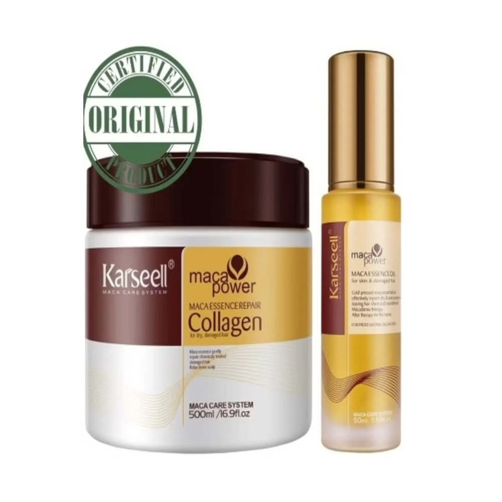 Karseell Maca Essence Repair Set, Collagen Hair Mask 500Ml, Maca Oil 50Ml