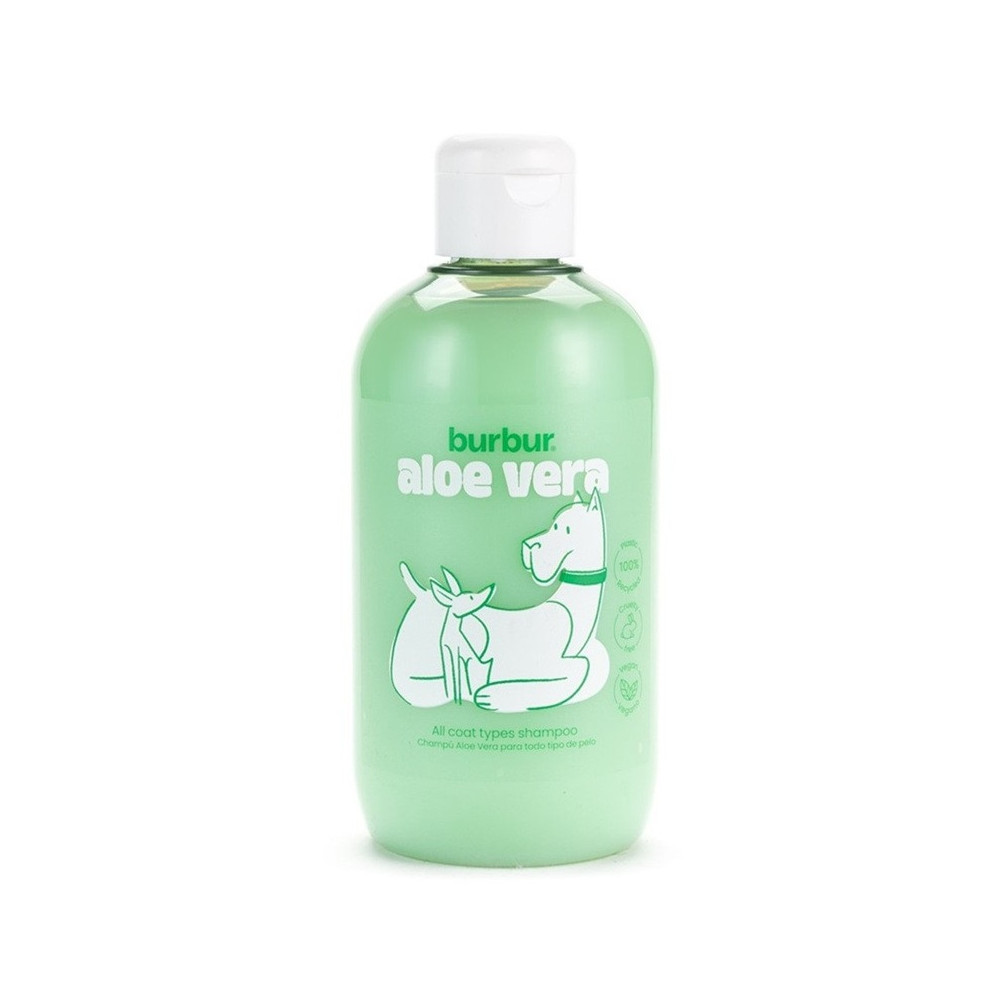 Burbur Pet Shampoo. Aloe Vera All Coat Types Shampoo (400 ml). Made in Spain