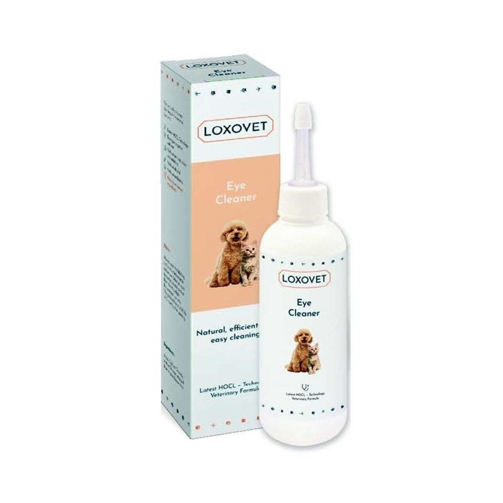 Loxovet Eye Cleaner. For Dogs and Cats Eye Cleaning. Rising of Foreign Bodies. Removal of lacrimal fluid. Does not contain antibiotics and steroids. (100 ml). Made in Austria