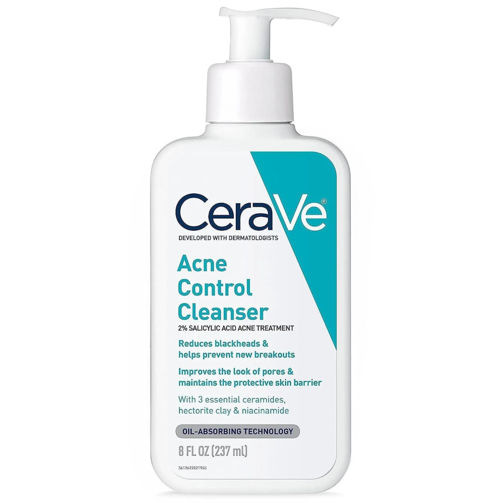 Cerave Acne Face Wash, Acne Cleanser With Salicylic Acid , 8 Fl Oz(2 Pack)