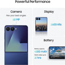Samsung Galaxy Z Flip7 256 GB, 12 GB RAM, Blue Shadow AI Smartphone UAE Version 3 Year Samsung Warranty
