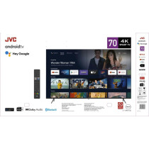 JVC 70 Inch 4K UHD Smart TV Edgeless Official Hey Google, Netflix, YouTube, Shahid Built in Bluetooth & WiFi Color Black Model - LT70N7135-1 Year Full Warranty.