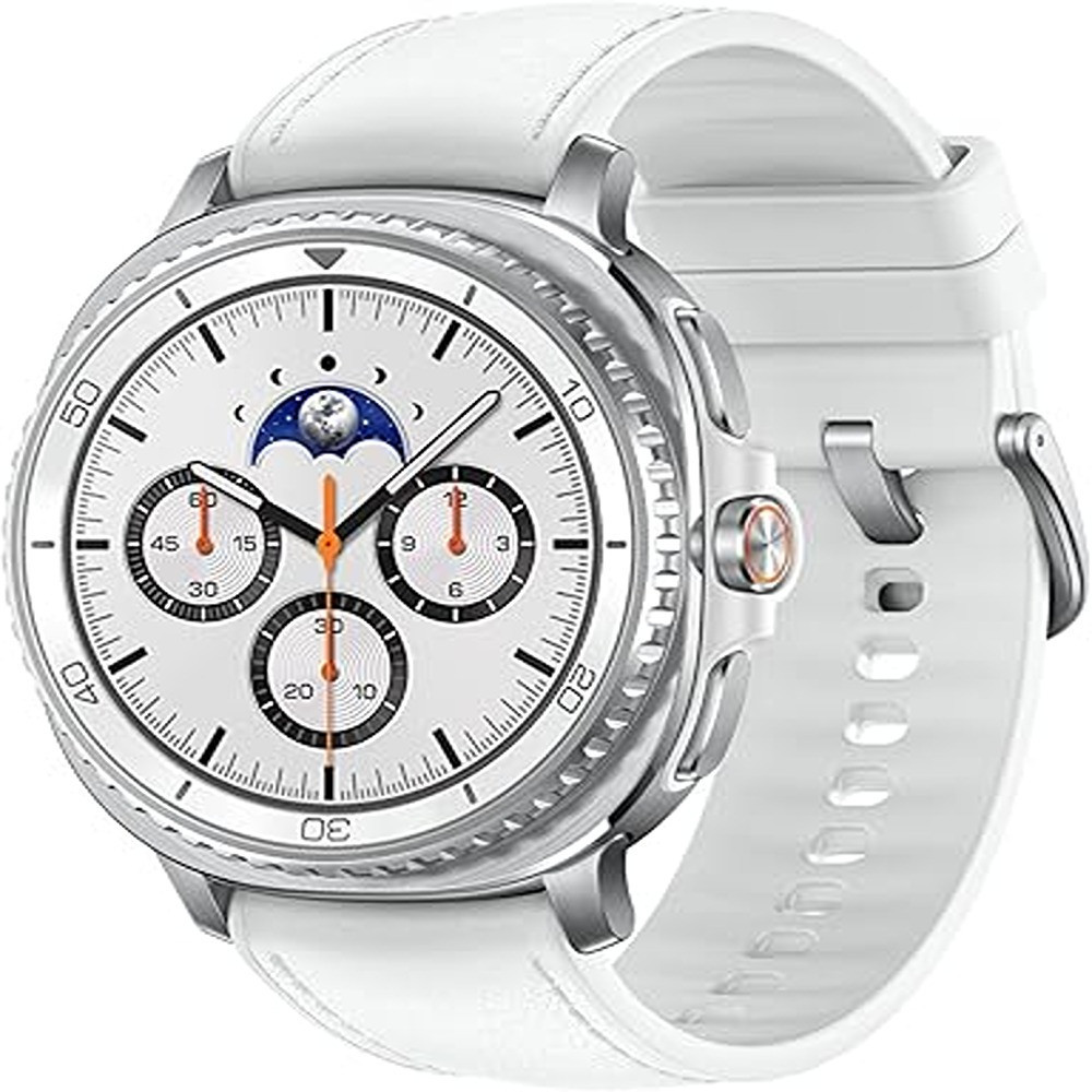Samsung Galaxy Watch8 Classic White, Bluetooth, 46mm Smartwatch, Cushion Design, Rotating Bezel, Quick Button, 3nm Processor, Sleep Coaching, Running Coach, 1 Year Brand Warranty