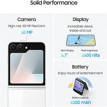 Samsung Galaxy Z Flip7 FE 128 GB, 8 GB RAM, White AI Smartphone Middle East Version 1 Year Samsung Warranty