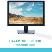 Lenovo D19-10, 18.5 Inch (46.99 Cm) 1366 X 768 Pixels Led Hd Monitor, Tn Panel, 5Ms Response Time 200 Nits Brightness Hdmi and Vga Port Hdmi Cable Included, 72% Color Gamut, Raven Black