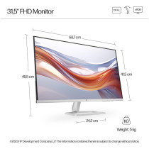 HP Series 5 31.5Inch 532Sf FHD Monitor, 94F50AS, ‎Silver