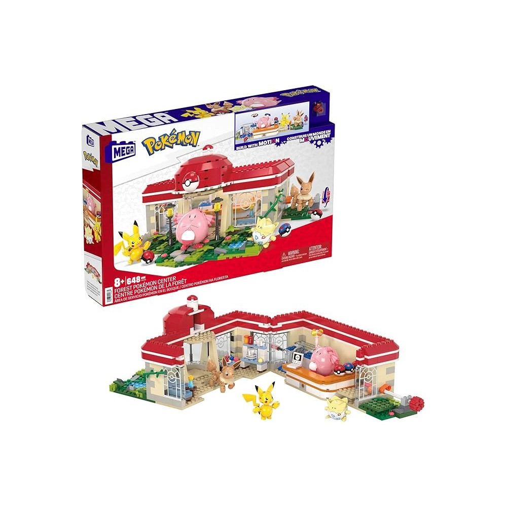 Pokemon Mega Building Mega Center Toy Kit, 648 Pieces With 4 Action Figures