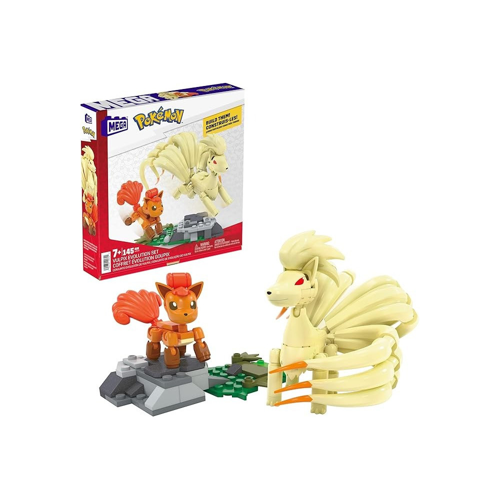 Mega Pokemon Vulpix Evolution Set 145 Pieces With 2 Action Figures For Kids