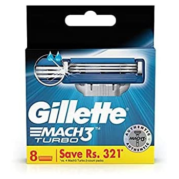 8Piece Mach3 Turbo Shavings Cartridges BlueSilver