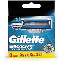8Piece Mach3 Turbo Shavings Cartridges BlueSilver 