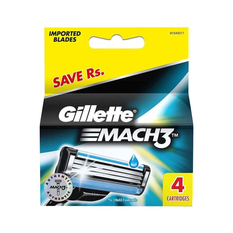 4Piece Mach3 Manual Shaving Razor Blades SilverBlueBlack 1x02x11centimeter