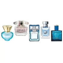 Versace Mini Set Eau De Toilette 5 x 5Ml (Bright Crystal Women + Pour Femme Dylan Turquoise + Eros Men + Man Eau Fraiche + Pour Homme)