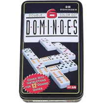 Other Plastic Double Six Color Dot Dominoes Game Set in a Tin Case