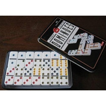 Other Plastic Double Six Color Dot Dominoes Game Set in a Tin Case