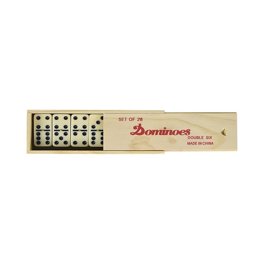 Double 6 Professional Domino Tiles with Spinner in Wooden Box