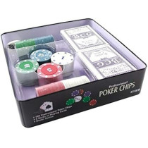 Elaela Poker Set with Metal Box, 100 Chips +2 Decks of Cards+Dealer Token