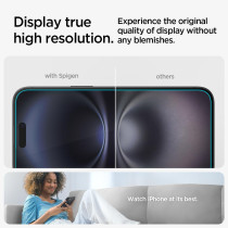 Spigen Glastr Ez Fit Designed For Iphone 16/Iphone 15 Screen Protector Premium Tempered Glass Case Friendly With Sensor Protection, 2 Pack