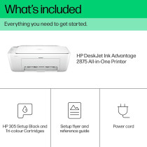 HP Deskjet Ink Advantage 2875 Wireless Print, Copy, Scan, All-In-One Printer, White, 60K47C