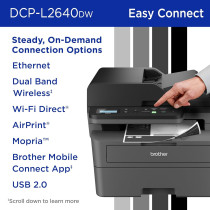 Brother DCP-L2640DW Wireless Compact Monochrome Multi-Function Laser Printer With Copy And Scan, Duplex, Mobile, Black