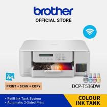 Brother Wireless All In One Ink Tank Printer, DCP-T536DW, Automatic Duplex Print, Wireless & Mobile Print, Compact Design, White