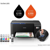 Epson Ecotank L3251 Home Ink Tank Printer A4, Colour, 3-In-1 With Wifi And Smartpanel App Connectivity, Black