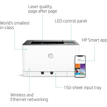 HP Color Laser 150Nw Laser Printer, 4ZB95A
