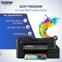 Brother Wireless All In One Ink Tank Printer, DCP-T820DW