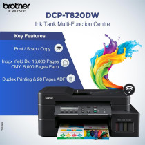 Brother Wireless All In One Ink Tank Printer, DCP-T820DW