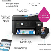 Epson Ecotank L5290 Office Ink Tank Printer A4 Colour 4 In 1 Printer With ADF, Wi Fi And Smart Panel Connectivity And LCD Screen, Black